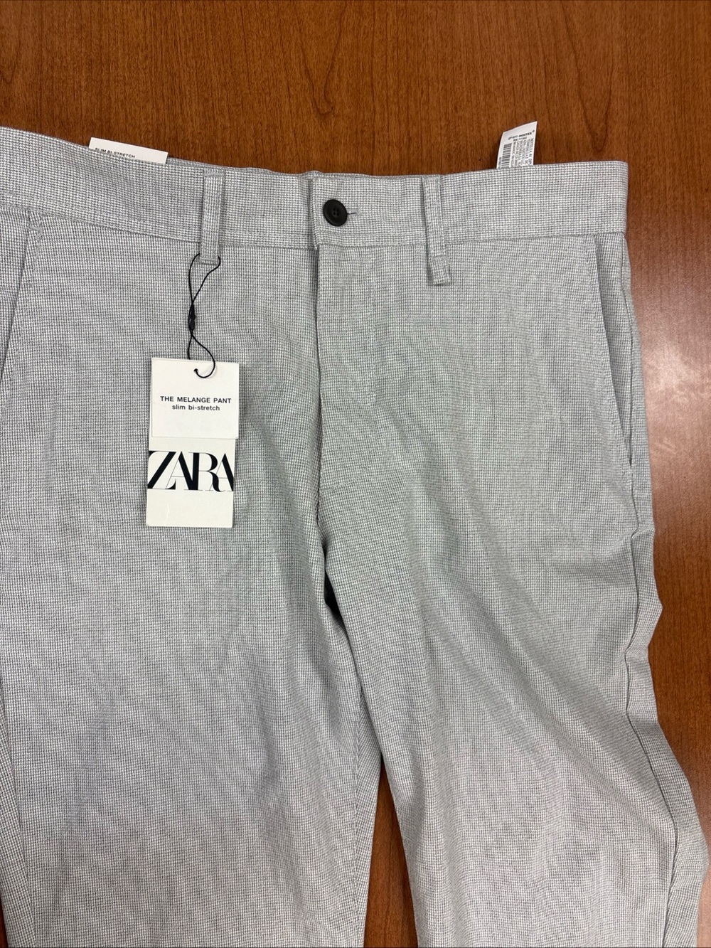 ZARA TROUSERS GREY SLIM BI-STRETCH US 32 MELANGE PANT FORMAL MENS BNWT EUR 42